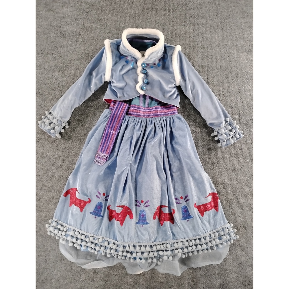 Whimsical Romantic Disney Store Anna Winter Dress Velvet Fur Girls Costume